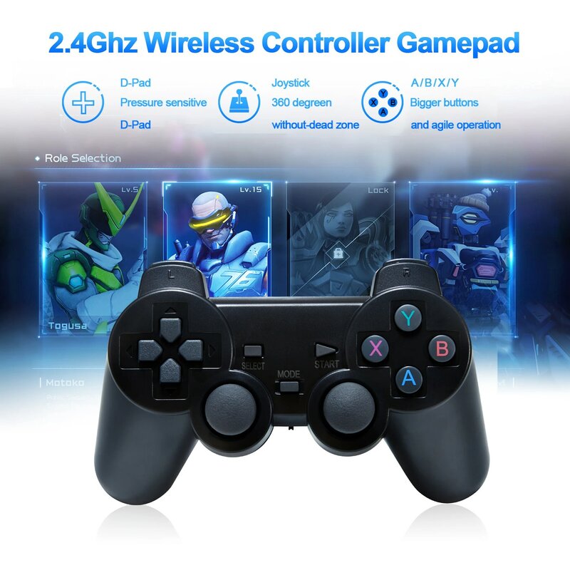 وحدة تحكم ألعاب طراز Ampown GD10 بتصميم عتيق بدقة 4K و60 إطارا في الثانية مع مدخل HDMI وخاصية الكمون المنخفض عصا ألعاب تلفزيونية مع مقبض مزدوج وحدة تحكم ألعاب منزلية محمولة لأجهزة PS1 PSP