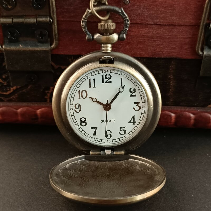 خمر برونزية ساعة جيب كوارتز قلادة سلسلة فوب ساعة الصداقة هدايا للرجال النساء reloj دي bolsillo