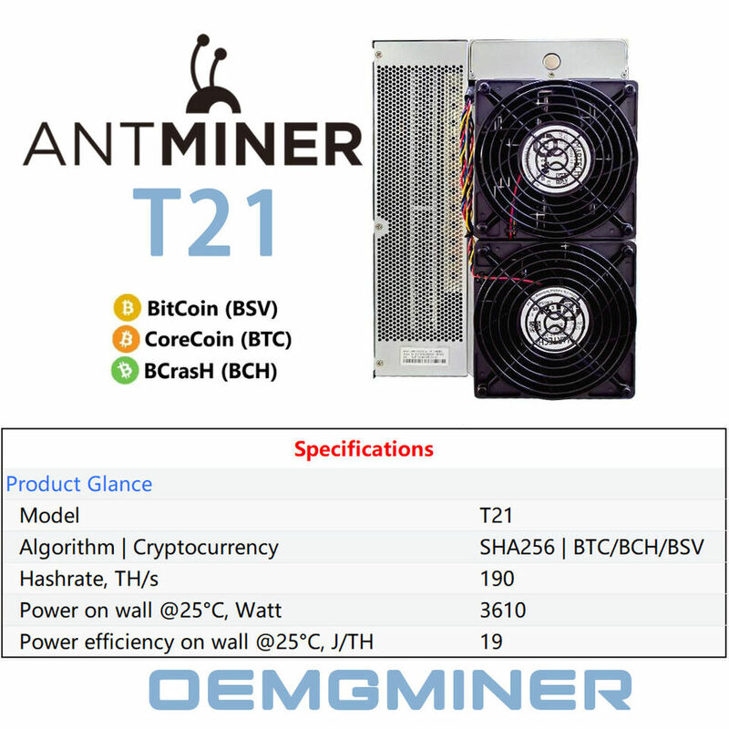 EP-Bitcoin Miner مع bitmin ، bitmin Antminer T21 ، 190TH ، اشتر 2 واحصل على 1 مجانًا ، تم إصداره حديثًا