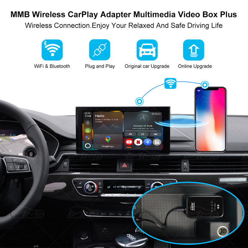 MMB PLUS-AI Box ، Android Streaming ، وسائط متعددة ، مشغلات فيديو أوتوماتيكية ، تلفزيون HDMI ، صندوق Netflix ، نظام ذكي ، تشغيل سيارة