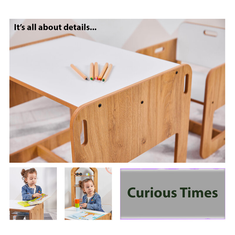 طاولة خشبية ومجموعة كرسي مونتيسوري للأطفال من سن 2 إلى 4 سنوات ، طاولة دراسة خشبية ، مكتب نشاط للأطفال الصغار ، أثاث للأطفال