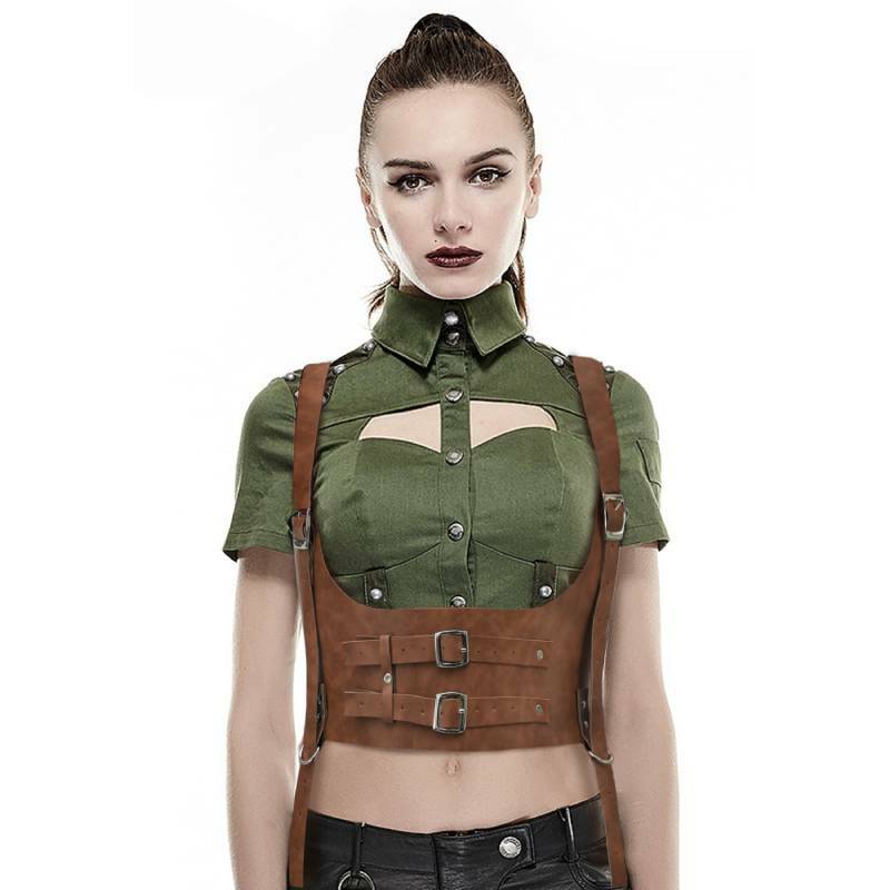 DAZCOS مشد تحت الصدر مع الأشرطة Steampunk القرون الوسطى حزام خصر عصر النهضة زي للنساء مشد النساء خمر بوستير