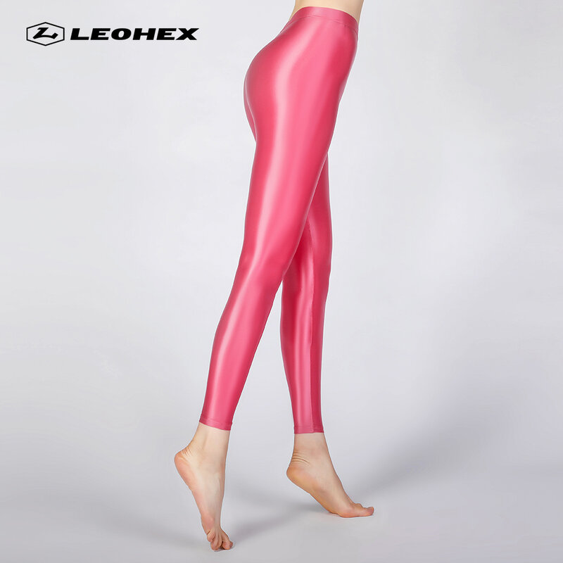 LEOHEX 2022 مثير الحرير لامع طماق بنطلون بريق جوارب لامعة اليابانية الكاحل طول السراويل عالية الخصر الجوارب النساء