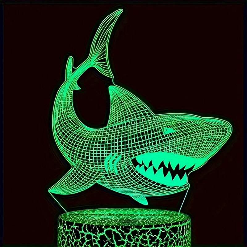 ضوء ليلي ثلاثي الأبعاد بنمط القرش ، مصابيح طاولة جديدة ، جو غرفة النوم ، هدية مثالية للعائلة والأصدقاء ، ديكور منزلي