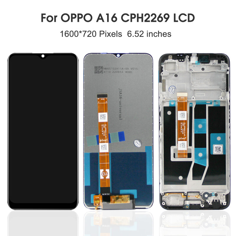 شاشة OPPO LCD تعمل باللمس مجموعة محول رقمي ، A16S ، "، A16 ، CPH2269 ، CPH2271