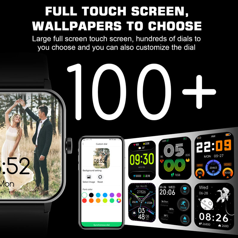 Blackview ساعة ذكية الرجال النساء الساعات الرياضية 1.69 "شاشة كاملة Smartwatch معدل ضربات القلب IP68 مقاوم للماء ساعة ل أندرويد IOS
