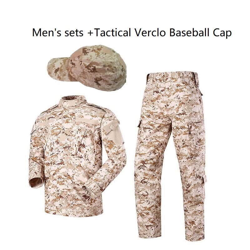 الرجال مجموعات Derset الرقمية التمويه الجيش موحدة ACU ريبوستوب العسكرية uiform مع قبعة بيسبول Verclo التكتيكية