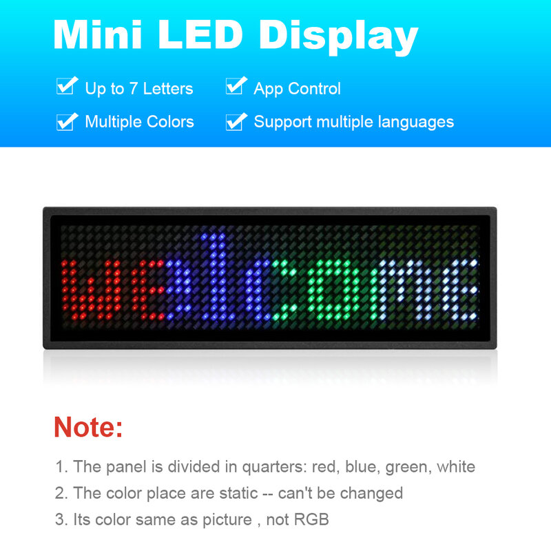 اسم شارة صغيرة LED لتقوم بها بنفسك برمجة التمرير رسالة المجلس بلوتوث التطبيق العرض الرقمي USB شحن سعر اسم العلامة وحدة