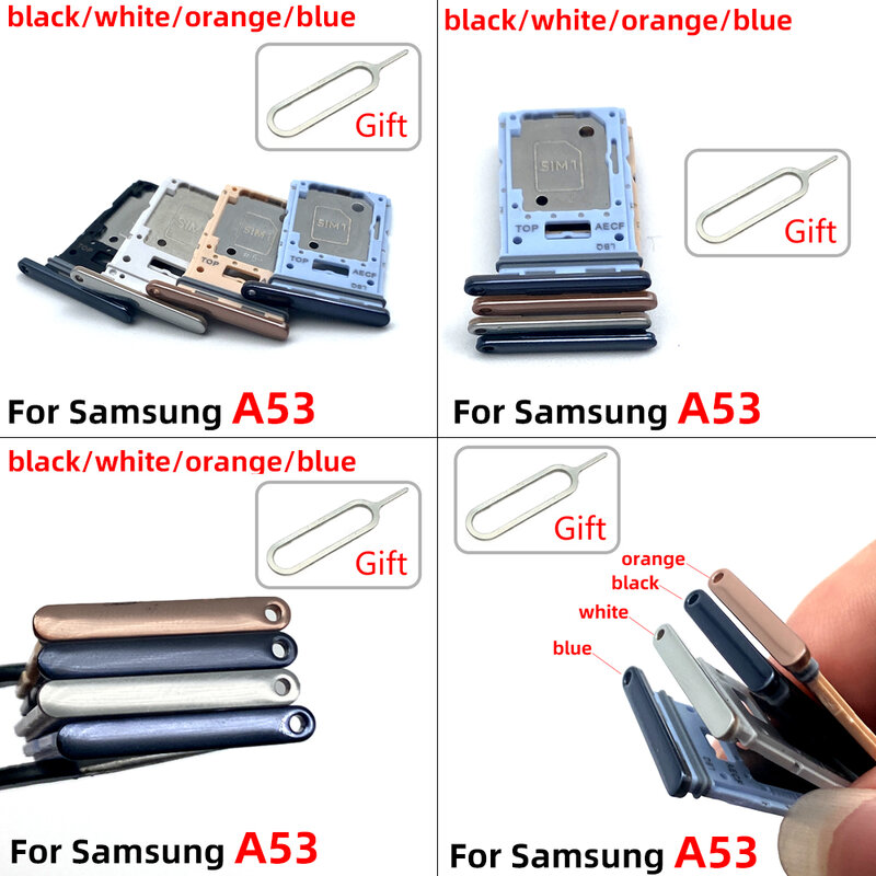 1 قطعة فتحة بطاقة SIM SD بطاقة حامل صينية محول المزدوج بطاقة SIM صينية لسامسونج A53 الهاتف إصلاح أجزاء