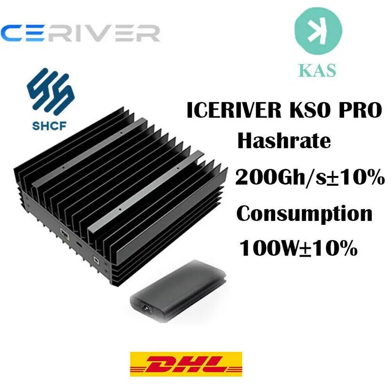 IceRiver Asic KAS KS0 Pro Miner مع PSU ، 200Gh per S ، الشحن عن طريق دي أتش ال