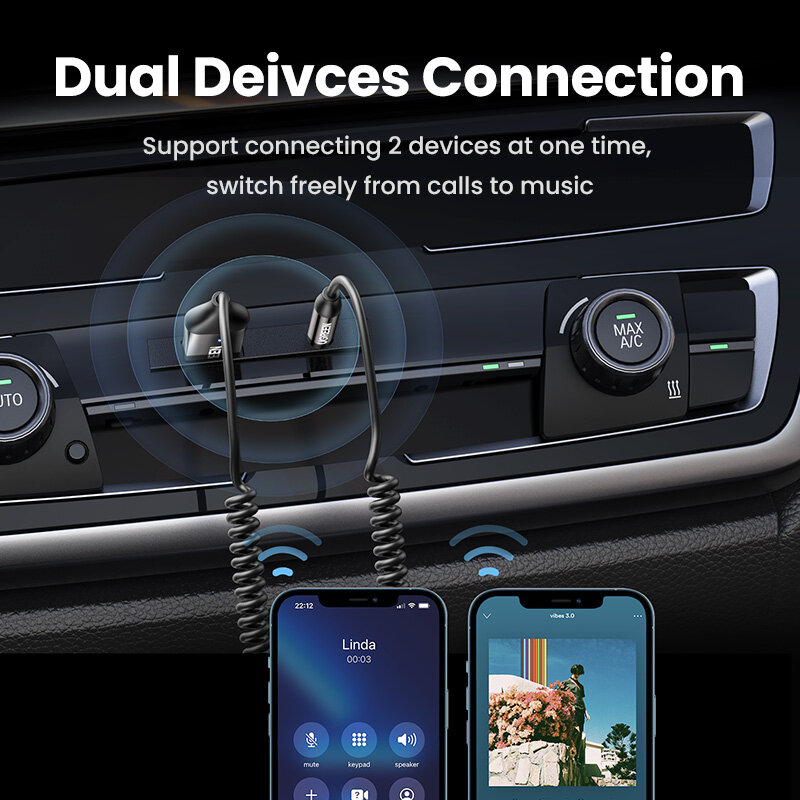 UGREEN-محول Aux بتقنية البلوتوث ، جهاز استقبال لاسلكي للسيارة ، USB إلى ، مقبس ، ميكروفون صوتي ، محول حر باليد لمكبر صوت السيارة