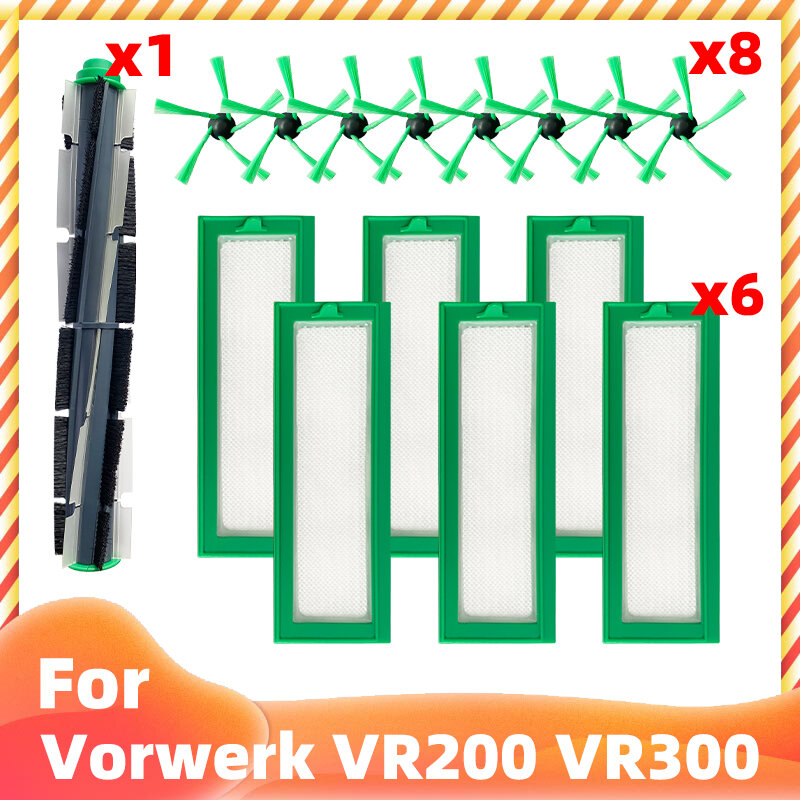 مجموعة استبدال ل Vorwerk Kobold VR200 VR300 مكنسة كهربائية الغيار الرئيسية الأسطوانة فرشاة تدور فرشاة Hepa تصفية حزمة