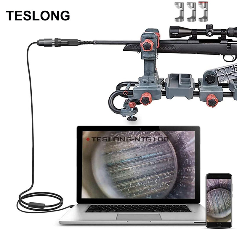TESLONG NTG100 5 مللي متر عدسة بندقية Borescope كاميرا 45 بوصة مرنة التحقيق البصرية برميل التفتيش أداة ل أندرويد ، PC ، و ماك