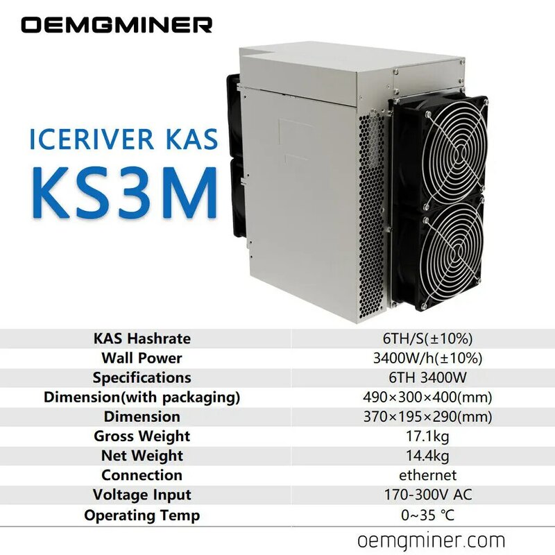 شركة IceRiver عامل تعدين أسيك مع سلك ، كاس ، KS3M ، 6T ، W ، اشتري 6 ، واحصل على 3 مجانًا