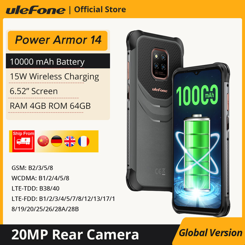Ulefone Power Armor 14 جوّال المهامّ الوعرة 10000mAh أندرويد 11 2.4G/5G WLAN الهاتف الخلوي الإصدار العالمي NFC الهاتف الذكي الشحن اللاسلكي