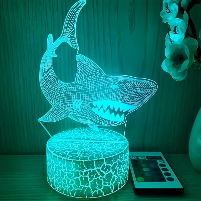 ضوء ليلي ثلاثي الأبعاد بنمط القرش ، مصابيح طاولة جديدة ، جو غرفة النوم ، هدية مثالية للعائلة والأصدقاء ، ديكور منزلي