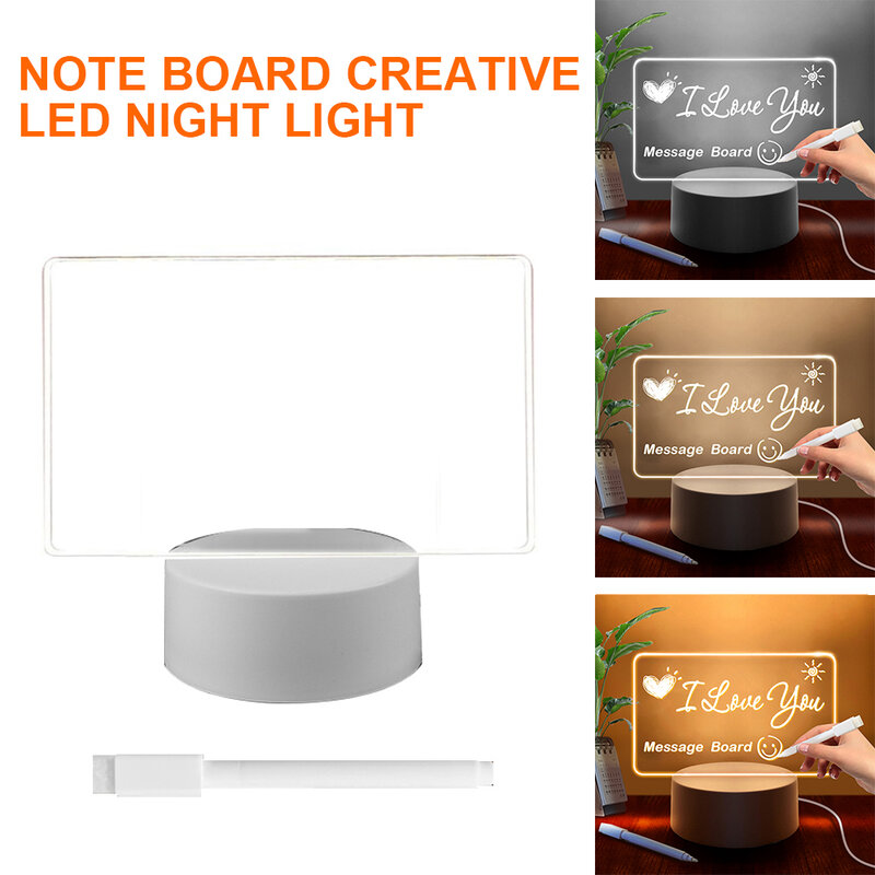 الإبداعية LED ملاحظة مجلس ضوء الليل USB رسالة مجلس عطلة ضوء مع القلم هدية للأطفال ديكور المنزل لتقوم بها بنفسك مصباح الليل