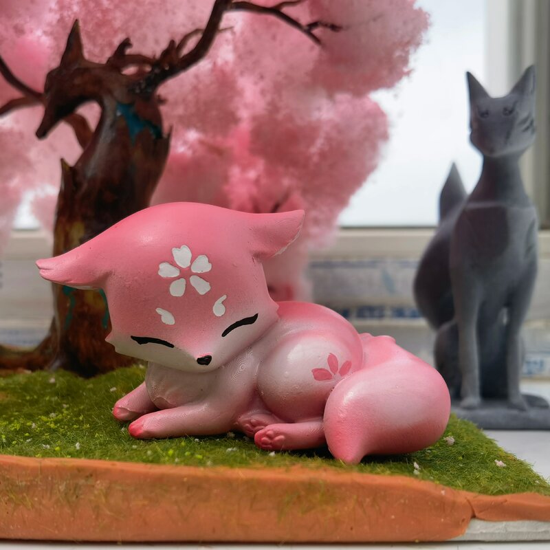 Genshin تأثير Yae ميكو الثعلب Kawaii الراتنج دمية أنيمي Genshin Gorou تمثال كلب صغير تأثيري الدعائم ديكور المنزل جمع الهدايا
