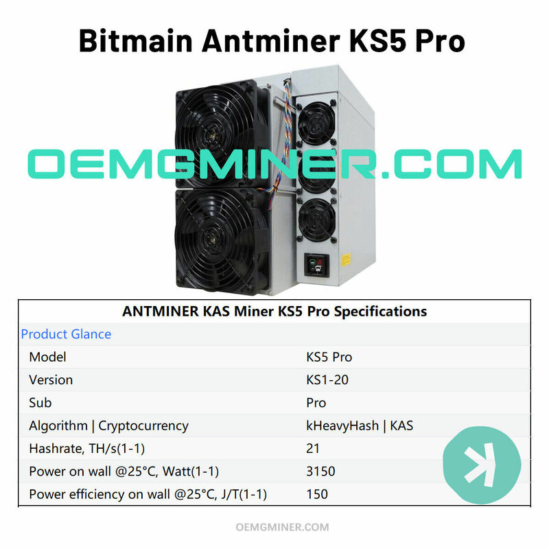 Bitmin Antminer KS5 ، عامل تعدين أسيك ، Kaspa ، 20Th ، من من نوع ww