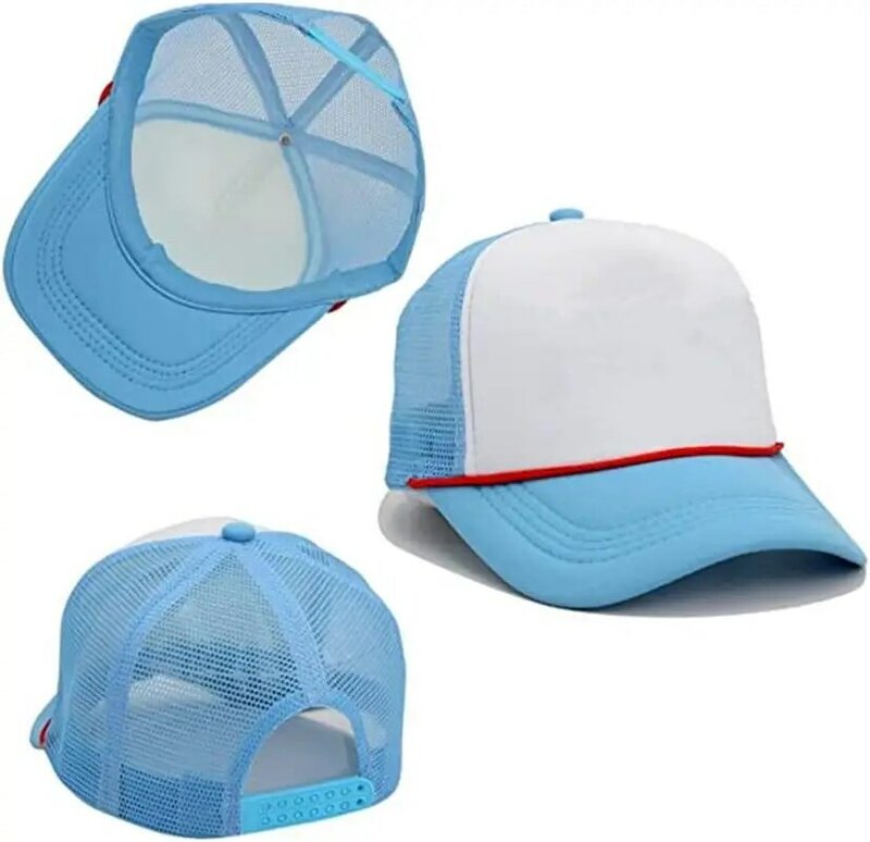 سائق شاحنة قبعة شبكة قبعة بيسبول تأثيري زي قبعة للرجال النساء الاطفال هالوين ملابس رياضية غير رسمية الأزرق