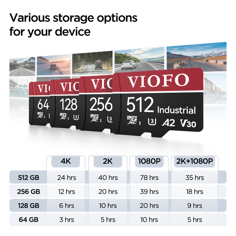 VIOFO 256GB/128GB/64GB/32GB/512GB المهنية عالية التحمل بطاقة الذاكرة UHS-3