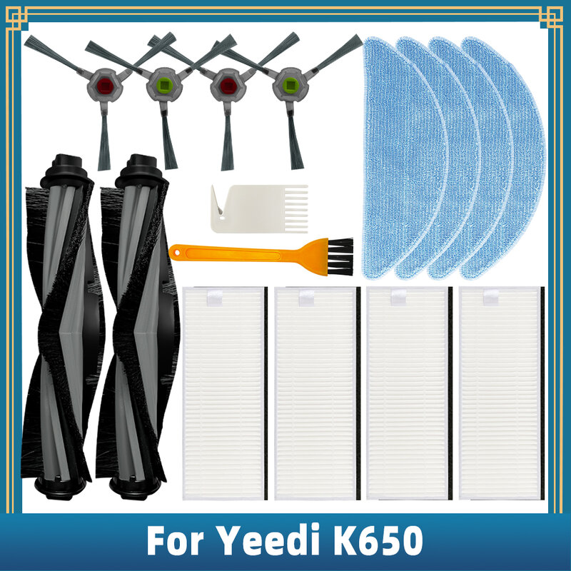 بديل عن Yeedi K650 جهاز آلي لتنظيف الأتربة إكسسوارات قطع غيار فرشاة جانبية رئيسية Hepa فلتر ممسحة خرقة قماش