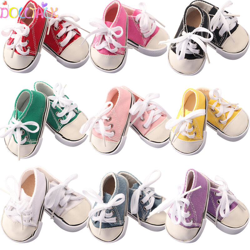 7 سنتيمتر قماش دمية الأحذية ل 18 بوصة الأمريكية دمية 11 ألوان القماش دمية الأحذية أحذية رياضية ل 43 سنتيمتر طفل المولود الجديد و OG فتاة دمية