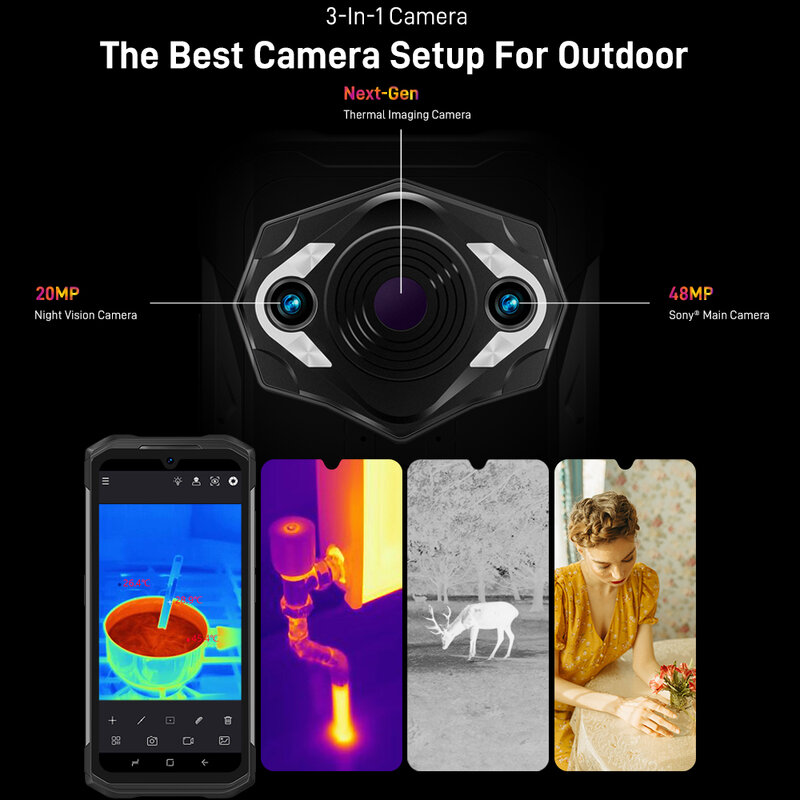 كاميرا DOOGEE S98 Pro 6.3 "FHD للتصوير الحراري 20 ميجابكسل للرؤية الليلية هيليو G96 ثماني النواة 8 جيجابايت + 256 جيجابايت 33 واط الشحن السريع 6000 مللي أمبير