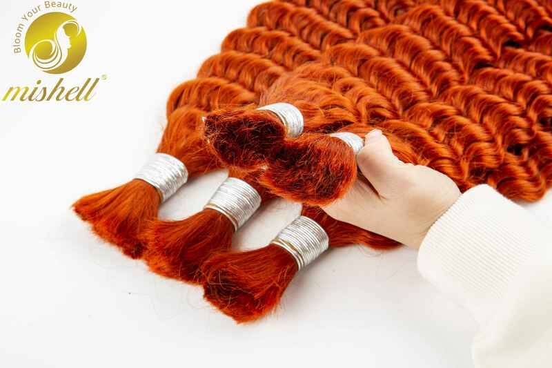 شعر بشري برتقالي زنجبيل Vingin-Ginger بكميات كبيرة ، موجة عميقة 28 بوصة ، غير معالج ، بدون لحمة ، وصلات بالجملة ،