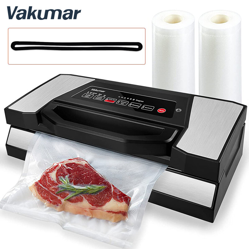 Vakumar VH5180 المطبخ التلقائي التجارية المنزلية الغذاء فراغ السداده ماكينة تغليف تشمل 2 رولز فراغ معبأة أكياس