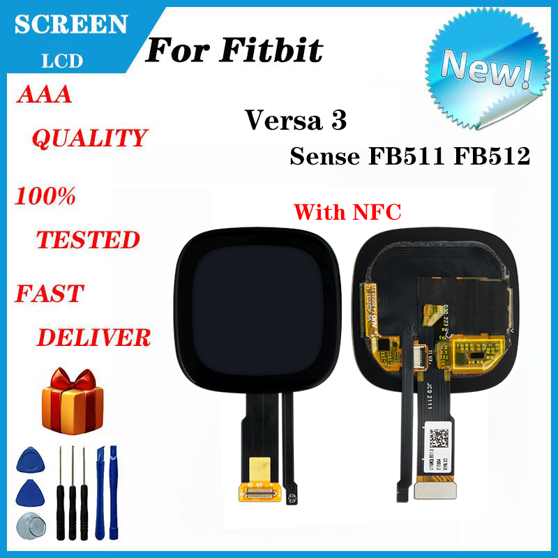 شاشة OLED LCD تعمل باللمس ، استبدال الملحقات ، إصلاح ، Fitbit فيرسا 3 ، Sense FB511 ، FB512