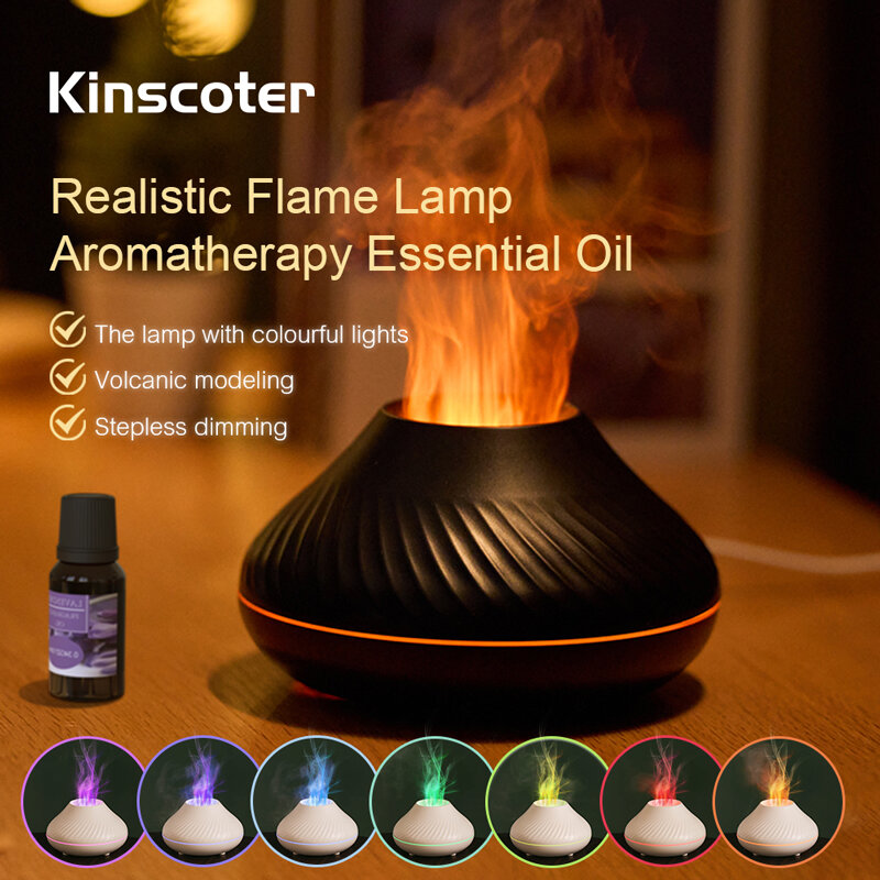 KINSCOTER-الناشر رائحة البركانية ، مصباح الضروري النفط ، USB المحمولة الهواء المرطب ، لهب ضوء الليل ، 130 مللي