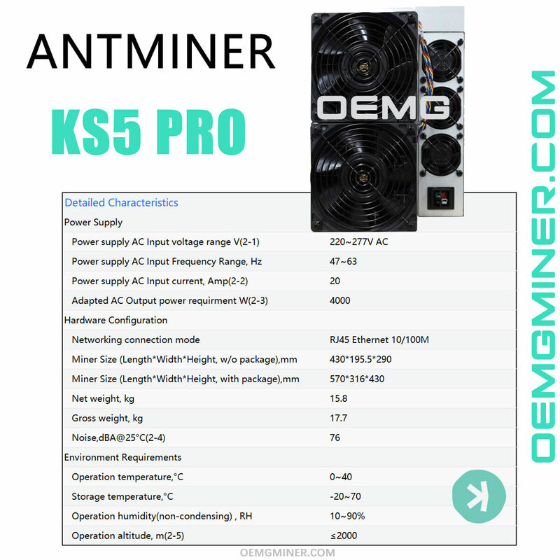 Bitmen Antminer KS5 Pro Miner ، 21Th ، W ، Kaspa Asic ، جديد