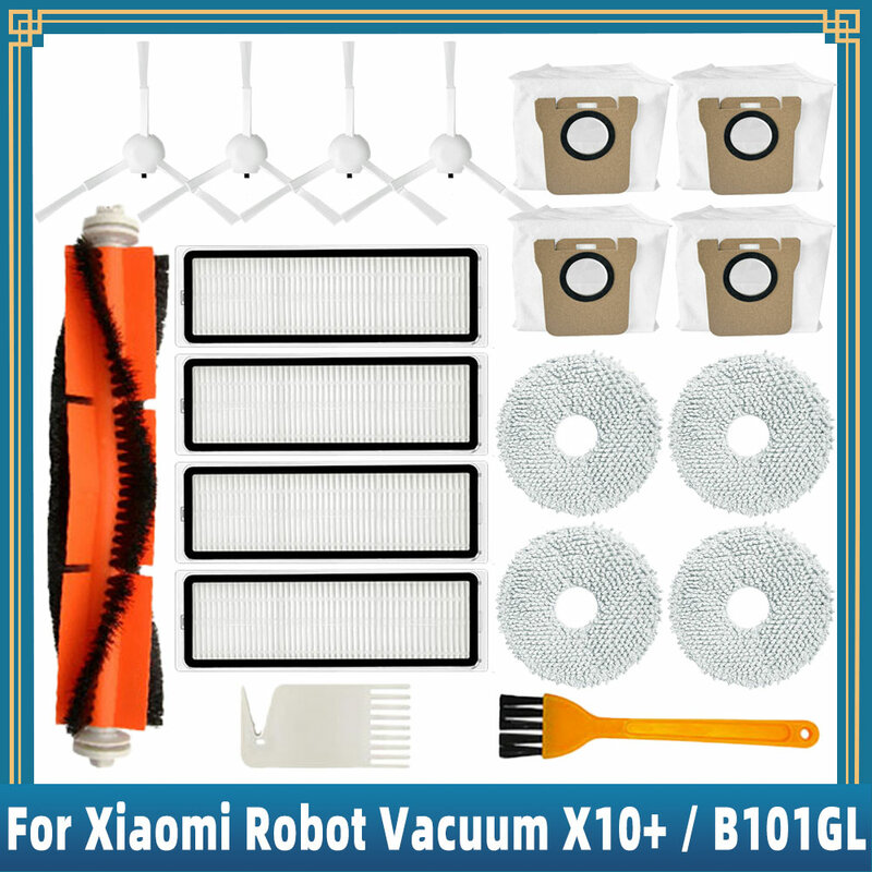 قطع غيار لروبوت شاومي ، ملحقات ، فرشاة جانبية رئيسية ، فلتر Hepa ، كيس غبار ، قماش ممسحة ، X10 + ، X10 Plus ، B101GL
