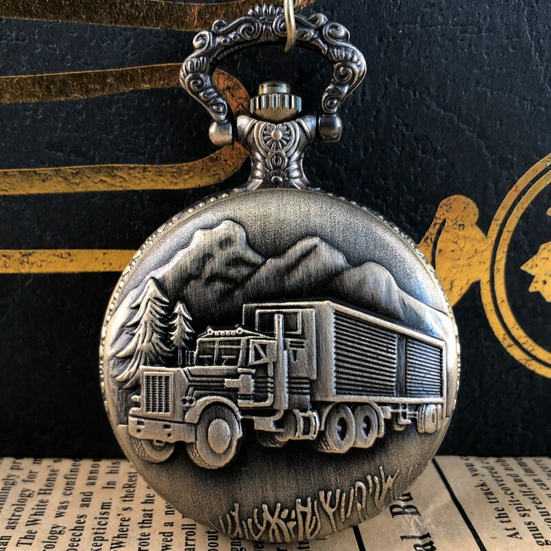 Steampunk قطار قلادة الحنين الرجعية كوارتز ساعة الجيب الرجال السيدات هدية عيد قلادة تذكارية
