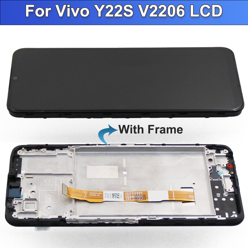 شاشة LCD شاشة تعمل باللمس مجموعة محول رقمي مع إطار ، قطع غيار إصلاح أصلية لفيفو Y22 ، V2207 ، Y22s ، V2206 ،"