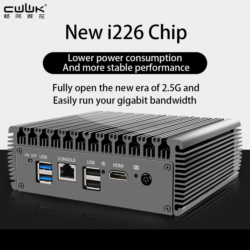 CWWK J6412/J6413 ستة منافذ الشبكة i226 2.5G لينة التوجيه مضيف صغير 12th الجيل منخفضة الطاقة بدون مروحة الكمبيوتر الصناعي.