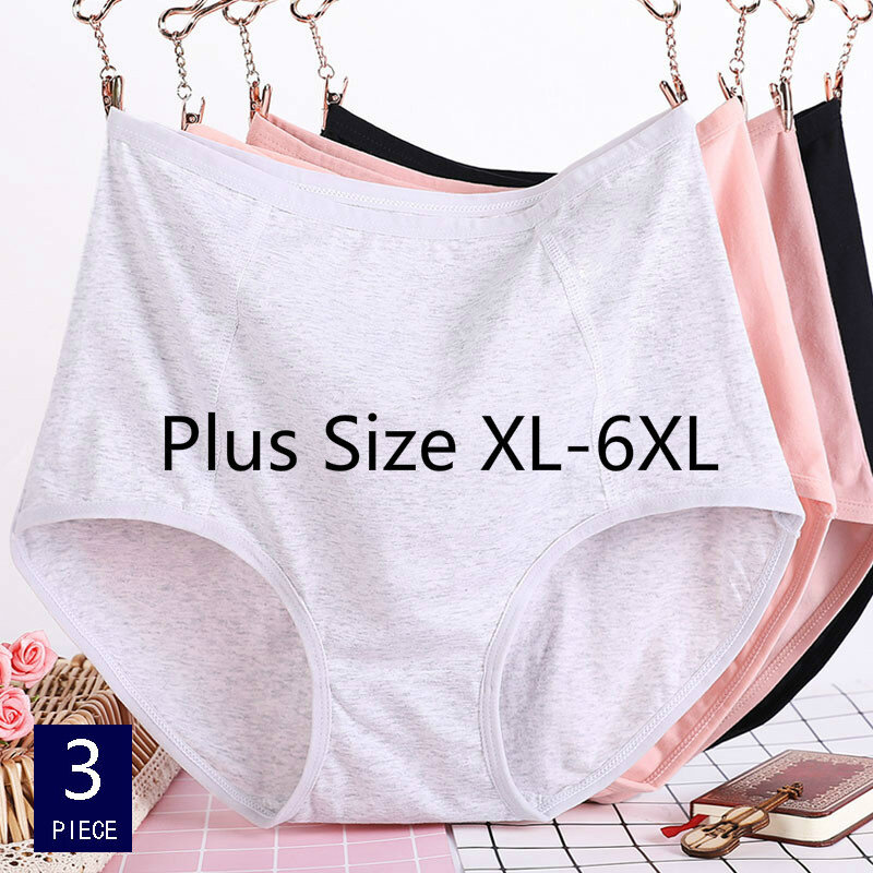 زائد حجم XL-6XL عالية الخصر النساء الملابس الداخلية القطن الخالص مريحة الإناث ملخصات سراويل الصلبة في Culotte حجم كبير السراويل