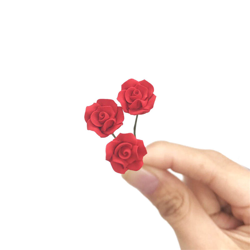 10 قطعة 1/12 دمية مصغرة الورد الأحمر تشكيلة زهور صغيرة لعبة ل ob11 bjd Blythe بيت الدمية اكسسوارات الديكور