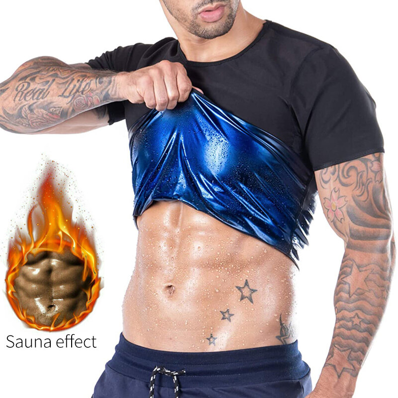 الرجال ساونا دعوى الحرارة محاصرة ملابس داخلية عرق محدد شكل الجسم سترة أنحل Saunasuits ضغط الحرارية قميص اللياقة البدنية قميص تجريب