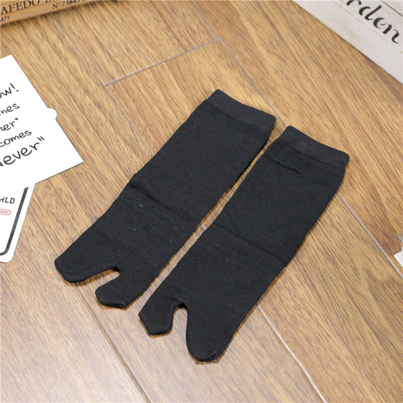 جوارب صيفية من ألياف البامبو اليابانية للرجال والنساء ، جوارب بأصبعين ، كيمونو أسود ، صندل مفتوح ونينجيا أبيض ، جوارب بأصابع القدم