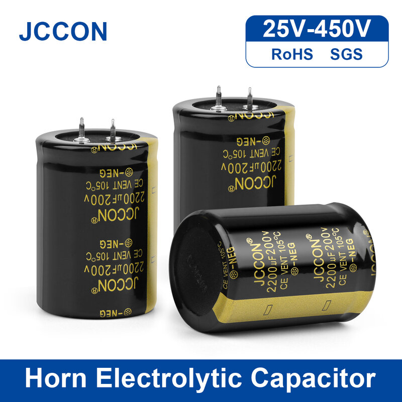 JCCON 25V 63V 80V 200V 450V الصوت مُكثَّف كهربائيًا 100 فائق التوهج 150 فائق التوهج 180 فائق التوهج 220 فائق التوهج ل الصوت ايفي مكبر للصوت عالية التردد منخفضة ESR