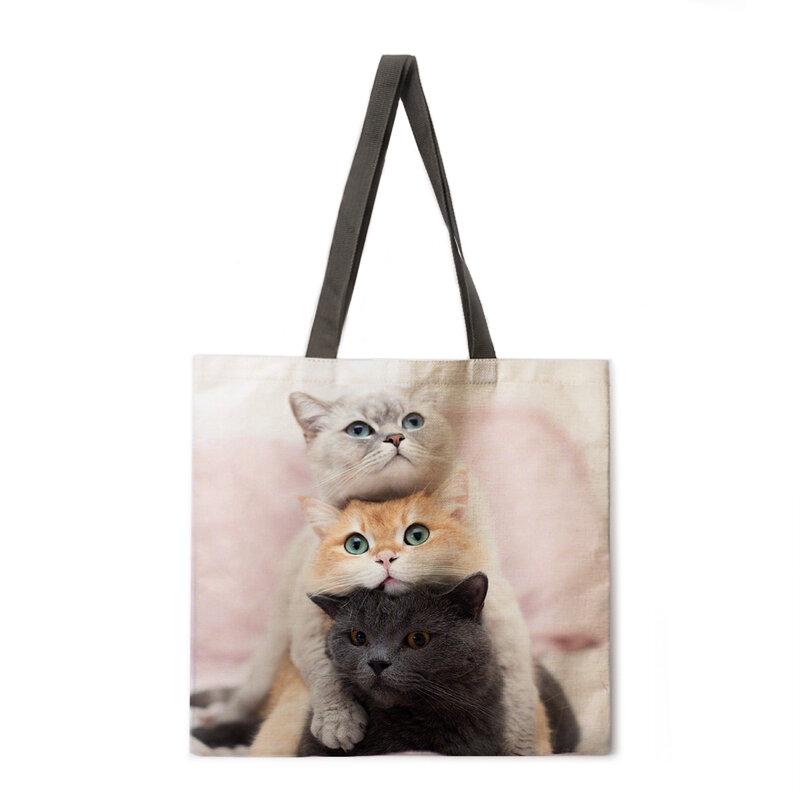 لعوب القط طباعة حمل حقيبة السيدات عادية حمل حقيبة في الهواء الطلق حقيبة شاطئية حقيبة تسوق أنيقة السيدات حقيبة كتف