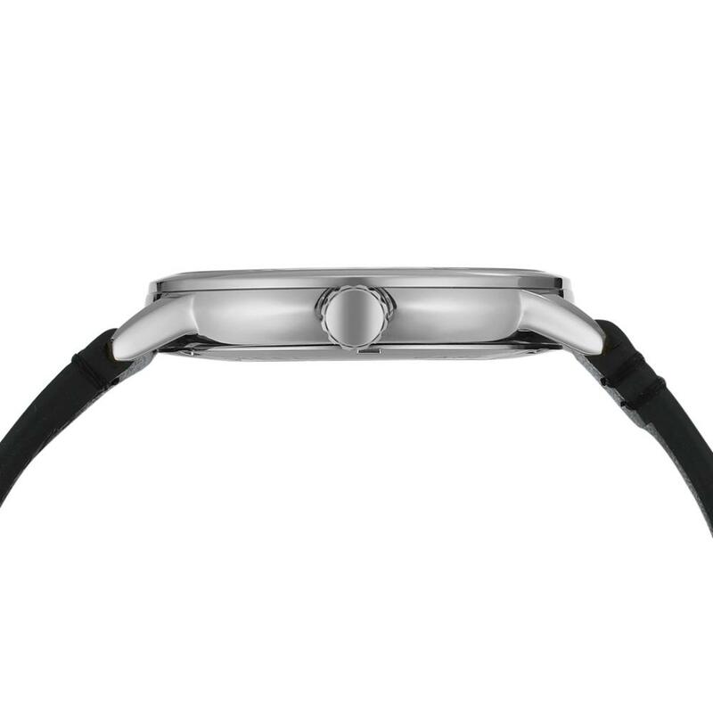 T-WINNER موضة بسيطة ساعة رجالي عادية الأسود الهاتفي الفضة الأسود حزام من الجلد التلقائي ساعة ميكانيكية