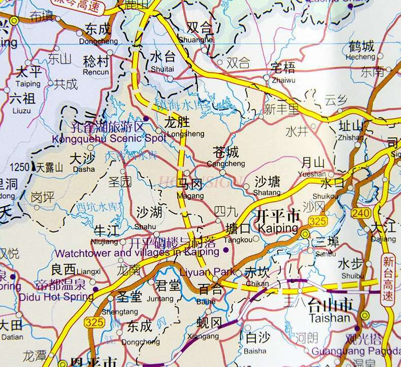 خريطة السياحة عالية الوضوح من قوانغدونغ ، والطباعة ، الصينية والإنجليزية ، الشعبة الوطنية ، خريطة سياحية