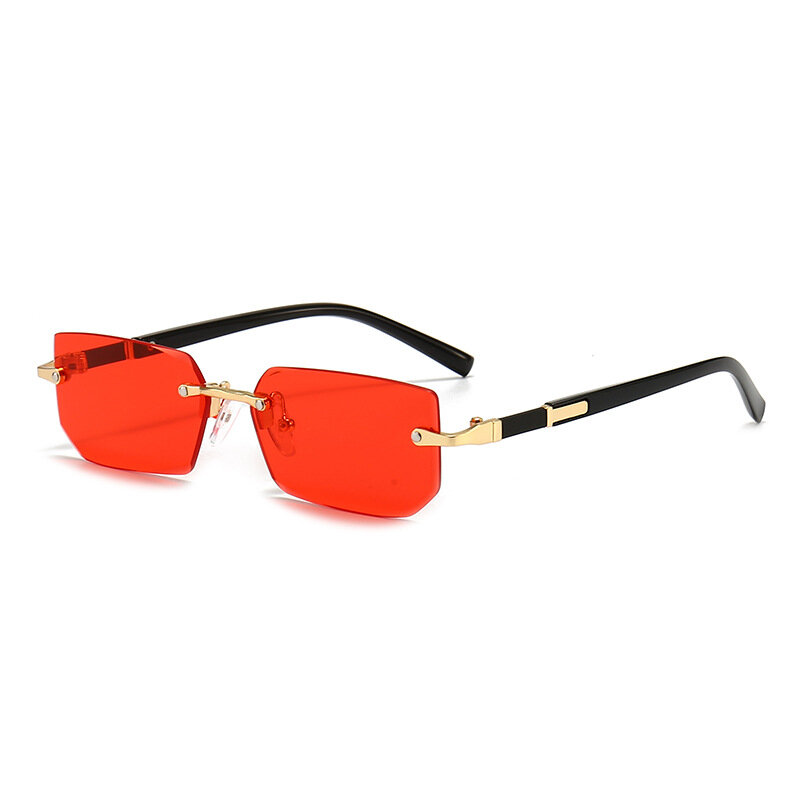 بدون شفة النظارات الشمسية مستطيل موضة شعبية النساء الرجال ظلال صغيرة مربع نظارات شمسية للإناث الذكور الصيف السفر Oculos