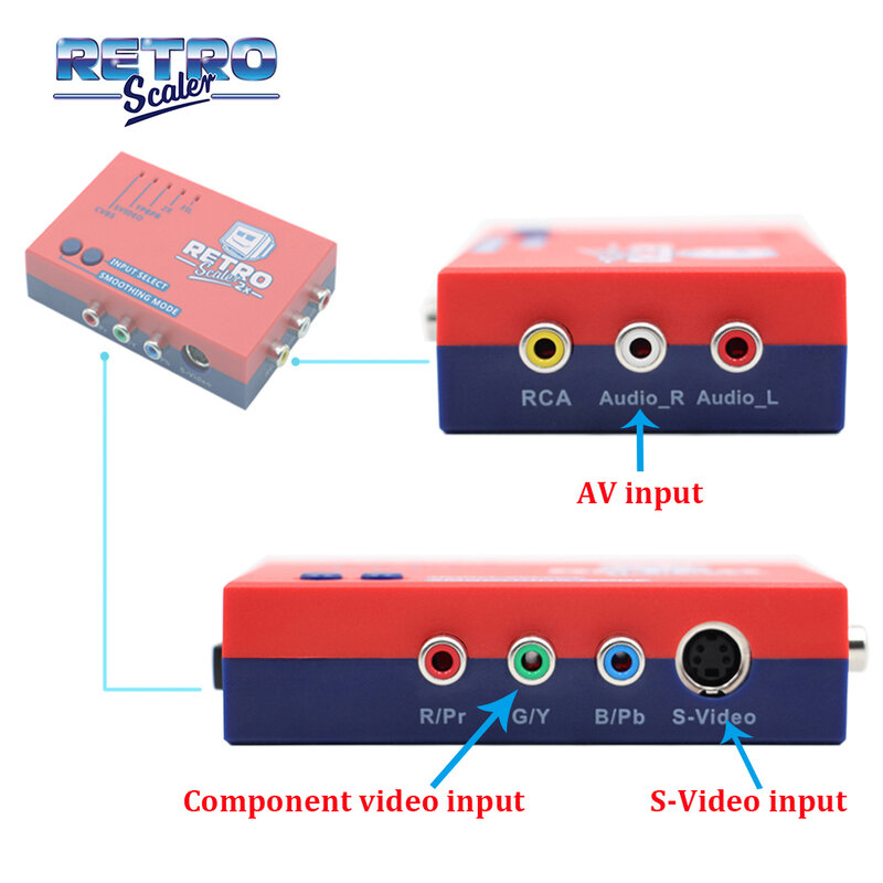 RetroScaler2x-A/V إلى محول HDMI متوافق ، خط مزدوج لأجهزة الألعاب الرجعية ، PS2 ، N64 ، NES ، Dreamcast ، زحل ، MD1 ، MD2