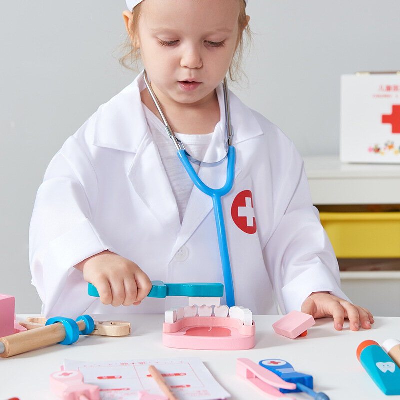 أطفال طبيب مجموعة ألعاب محاكاة طبيب الأسنان طقم أدوات طبية لعبة التظاهر اللعب المحمولة لطيف الكرتون حقيبة ألعاب أطفال