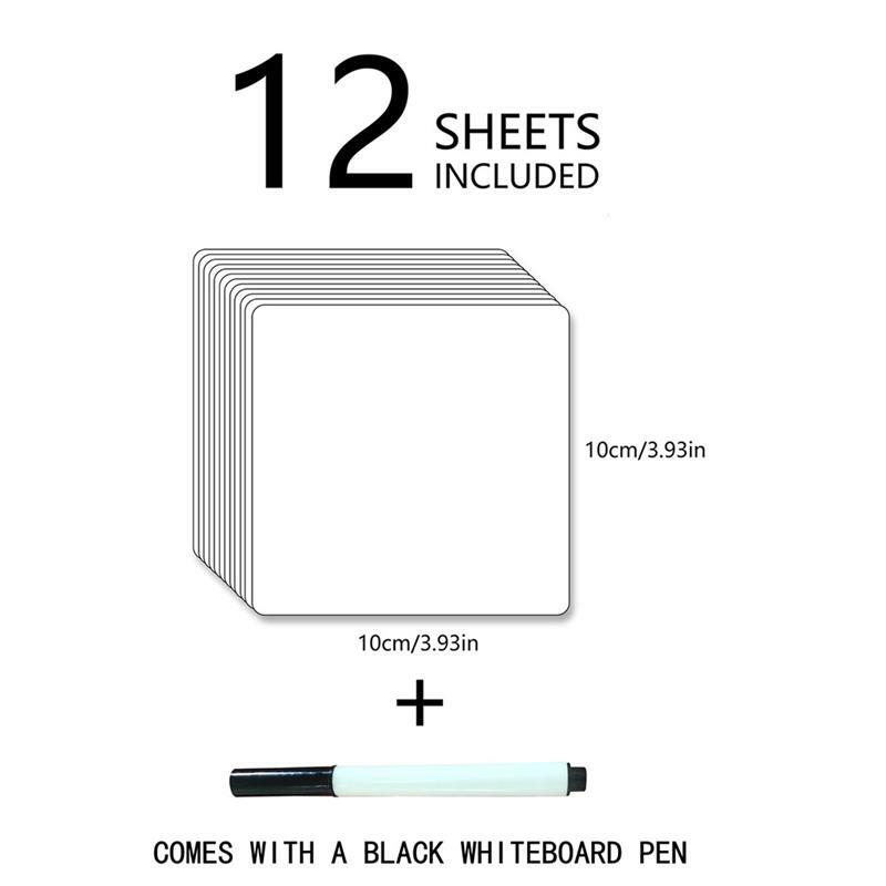 12 قطعة ملصقات السبورة لتقوم بها بنفسك التسمية القابلة للإزالة الجافة محو ملاحظات لاصقة مع قلم