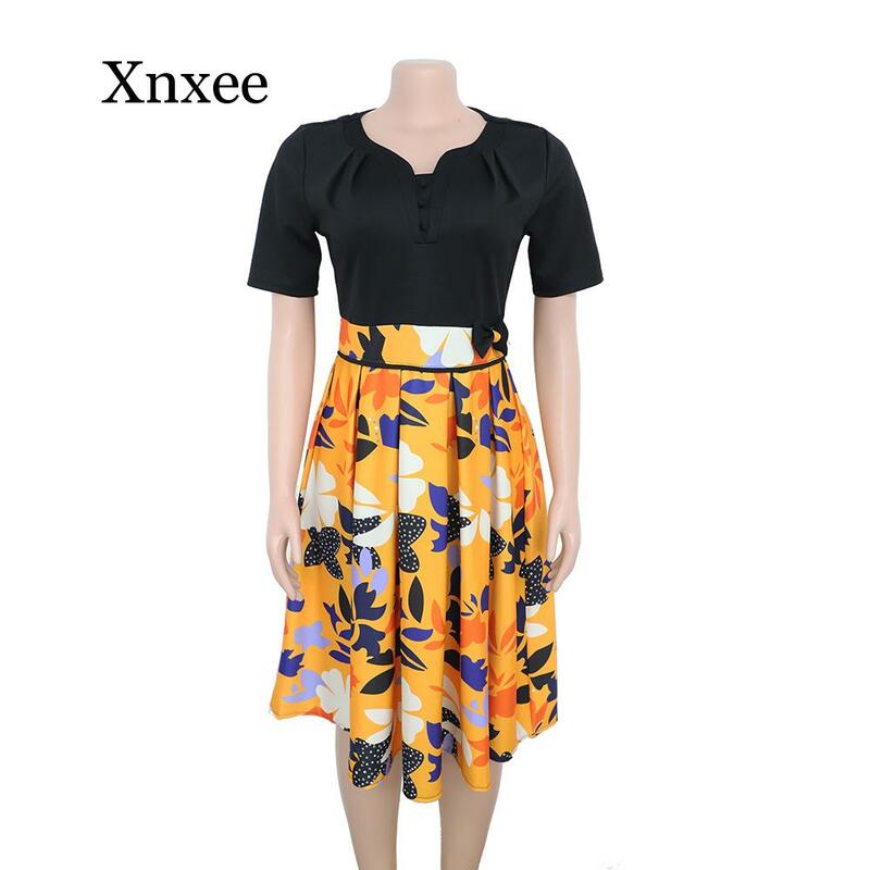 صيف جديد مثير الاسلوب المناسب المرأة الأفريقية ثوب مطبوع L-3XL أنيقة نمط زهرة التنانير الصيف الخريف الفاخرة